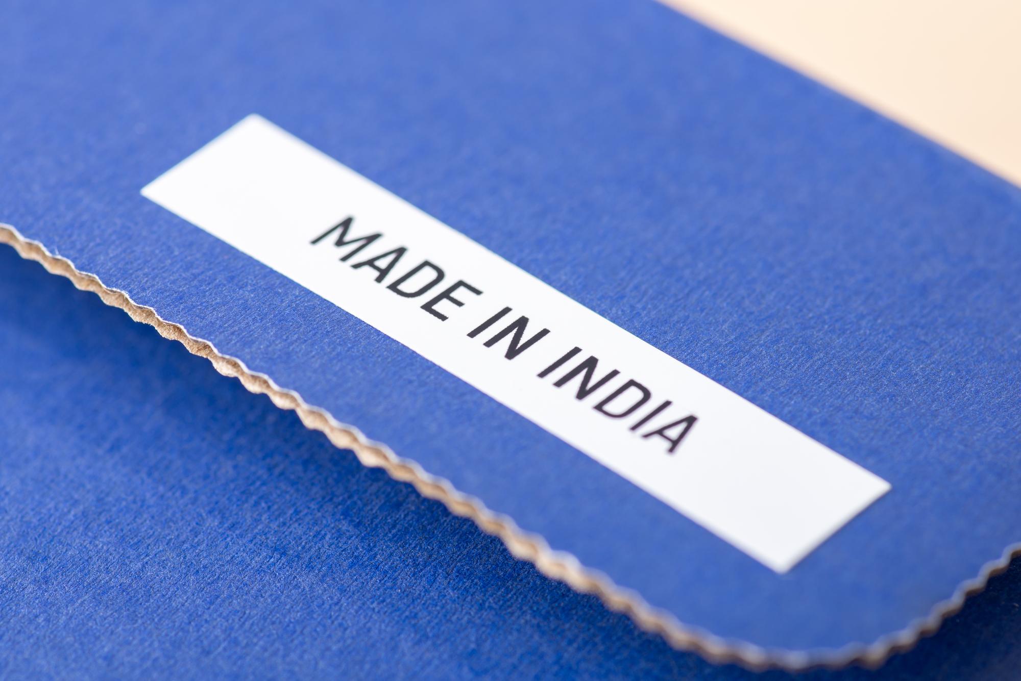 Stack of embroidered labels and tags
